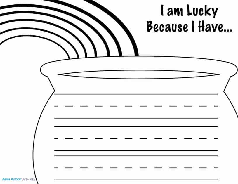 St patricks day writing prompt i am lucky free printable