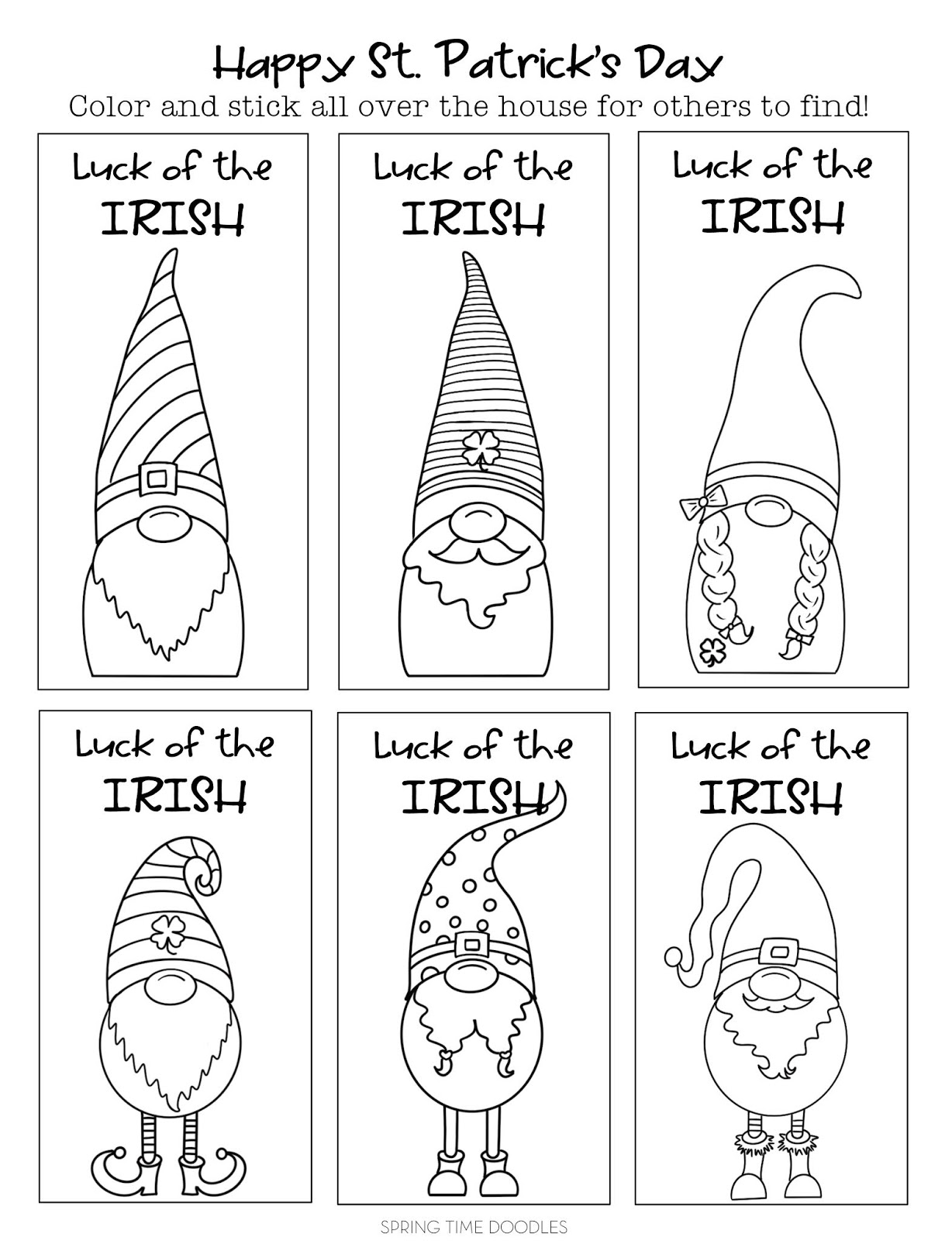 St patricks day free coloring pages spring time doodles