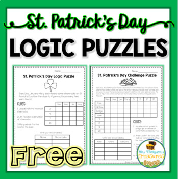 St patricks day logic puzzles free by mrs thompsons treasures