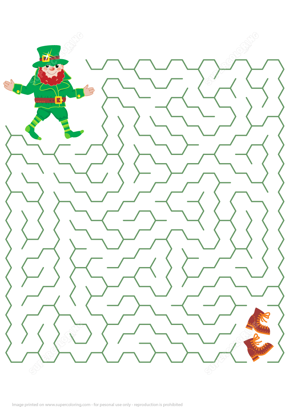 Saint patricks day maze puzzle free printable puzzle games