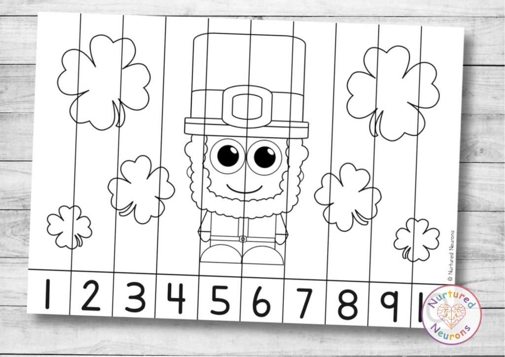 St patricks day number sequencing puzzle printable