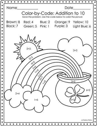 Addition and subtraction to coloring pages st patricks day color by number coloring pages addition and subtraction color by numbers