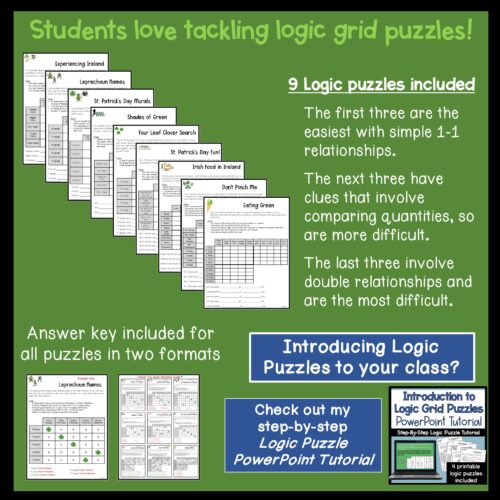 St patricks day logic puzzles made by teachers