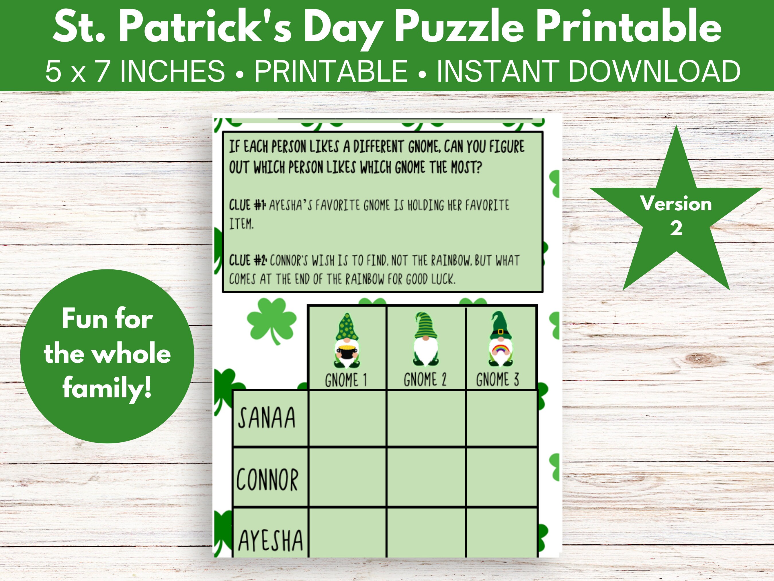 St patricks day printable logic puzzle fun version