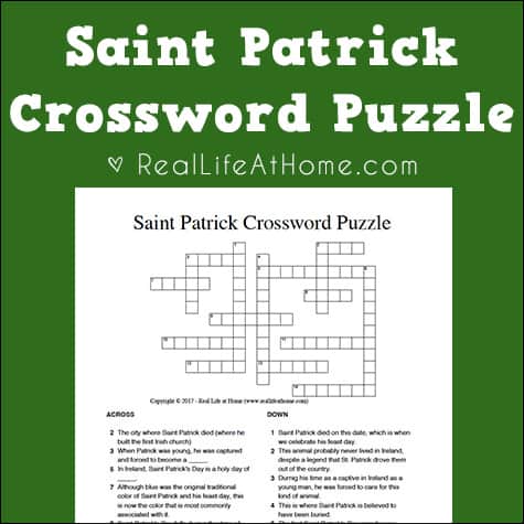 Saint patrick crossword puzzle free printable versions