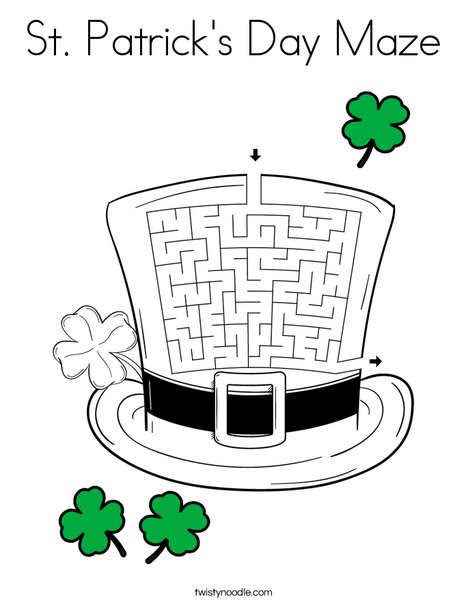 St patricks day maze coloring page