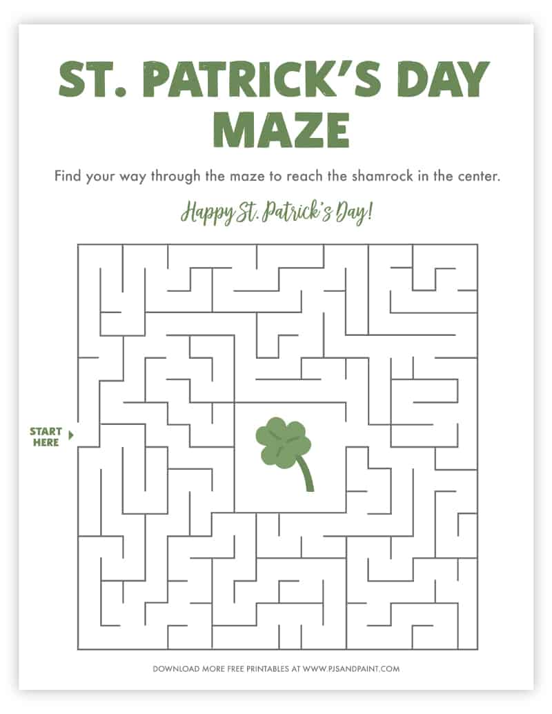 Free printable st patricks day maze