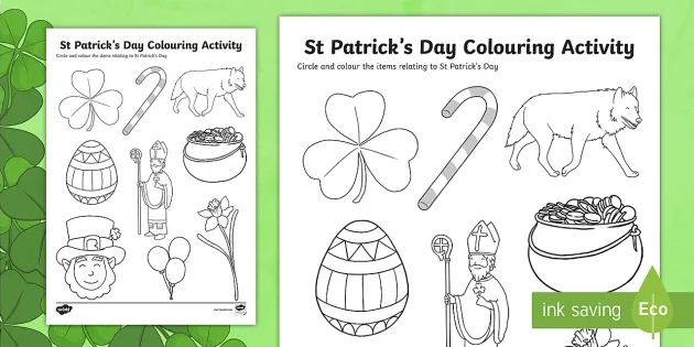 St patricks day louring worksheet teacher made