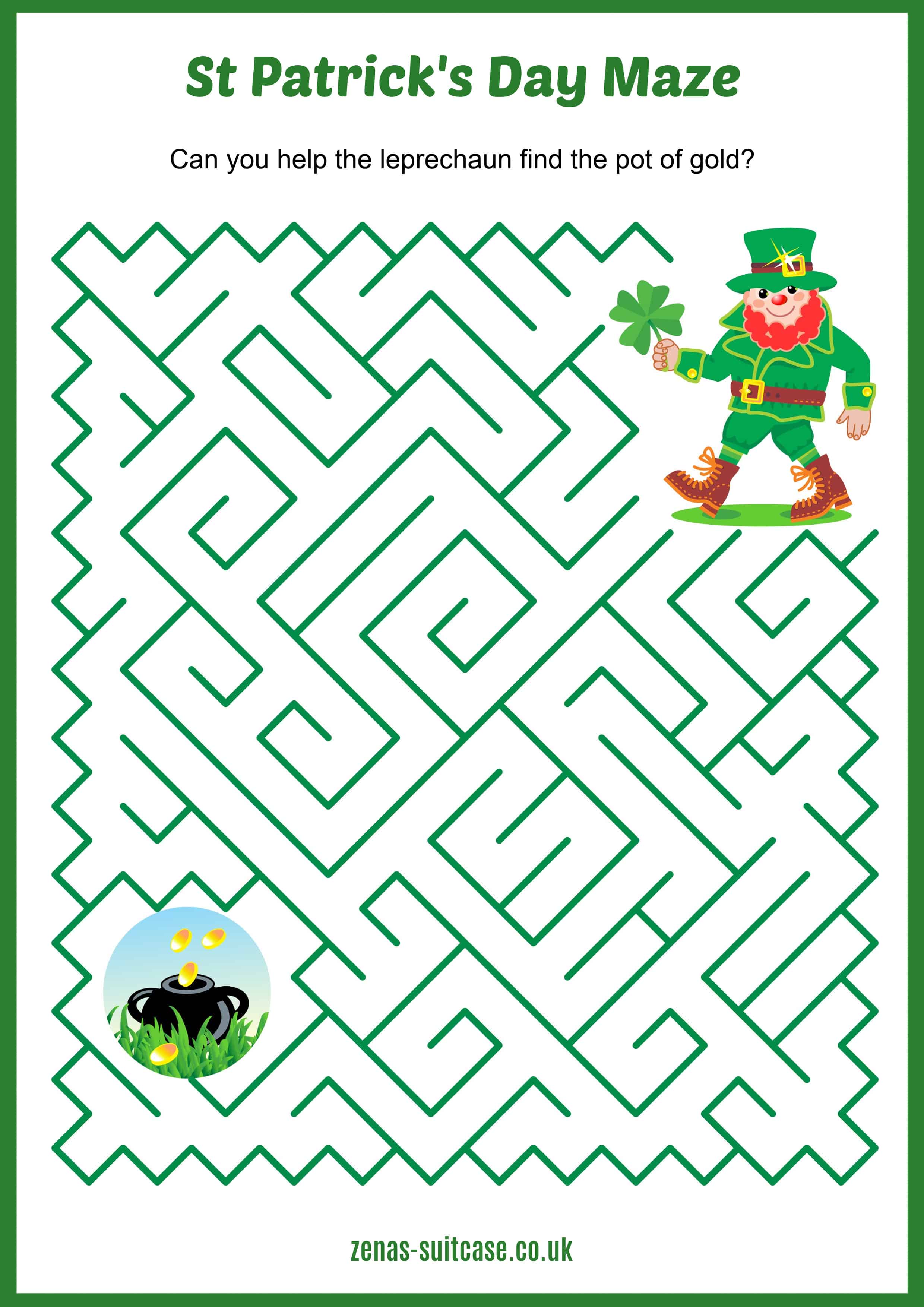 Free st patricks day printable activity pages zenas suitcase