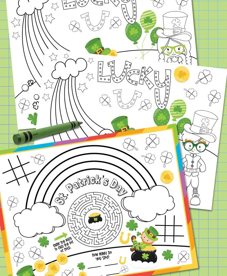 St patricks day activity placemat and coloring sheets â happiness is homemade