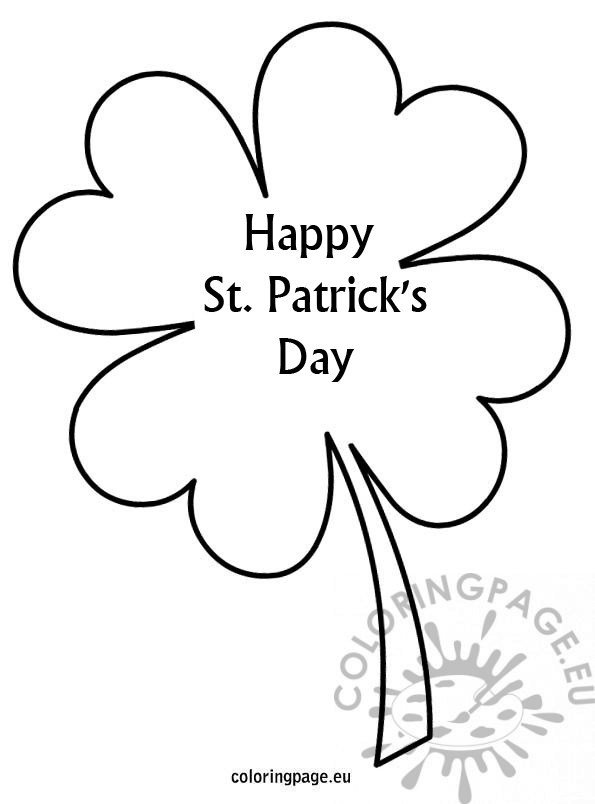 Coloring page on x happy st patricks day four leaf clover template httpstcojppdmuvc httpstcotaszbvkgk x