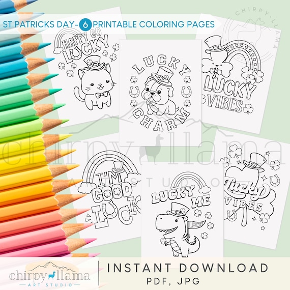 St patricks day coloring pages printable coloring pages cute st patricks day characters cute cat