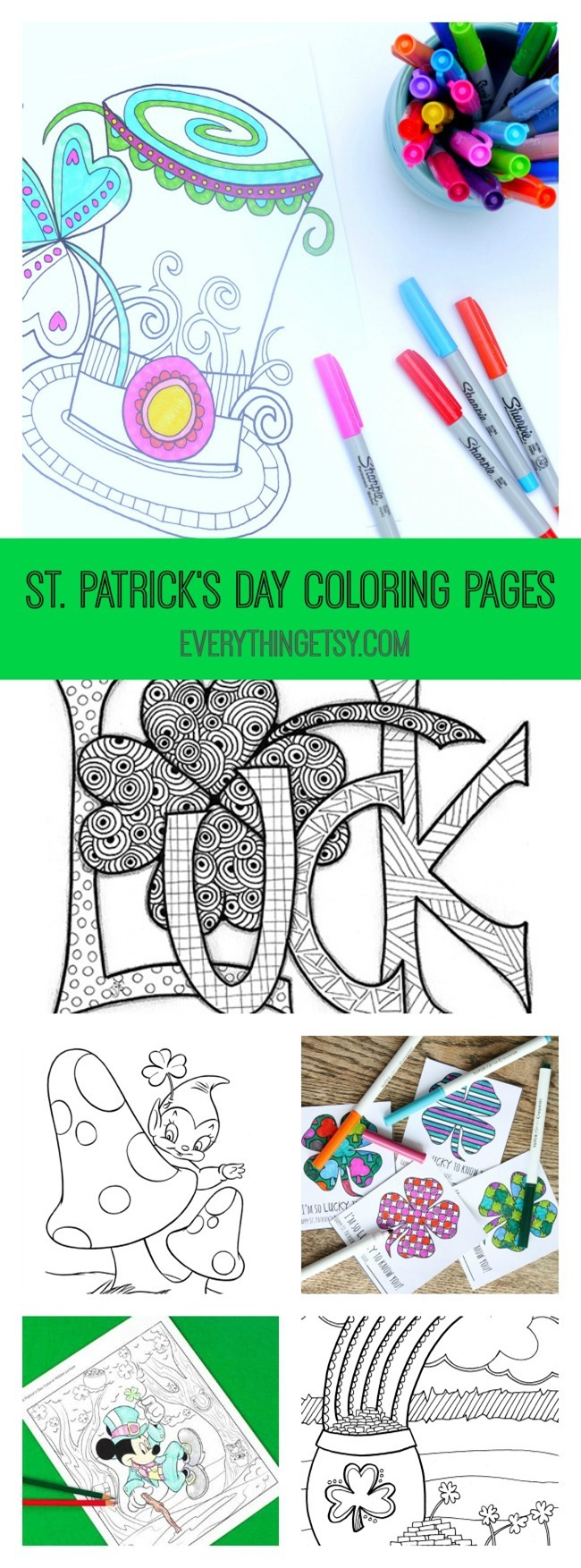 St patricks day printable coloring pages for adults kids