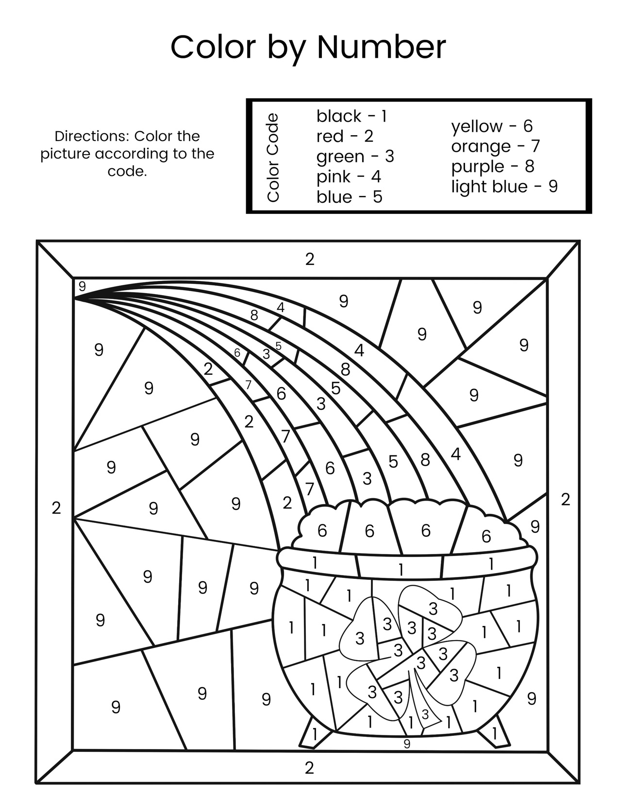 St patricks day color by number pages