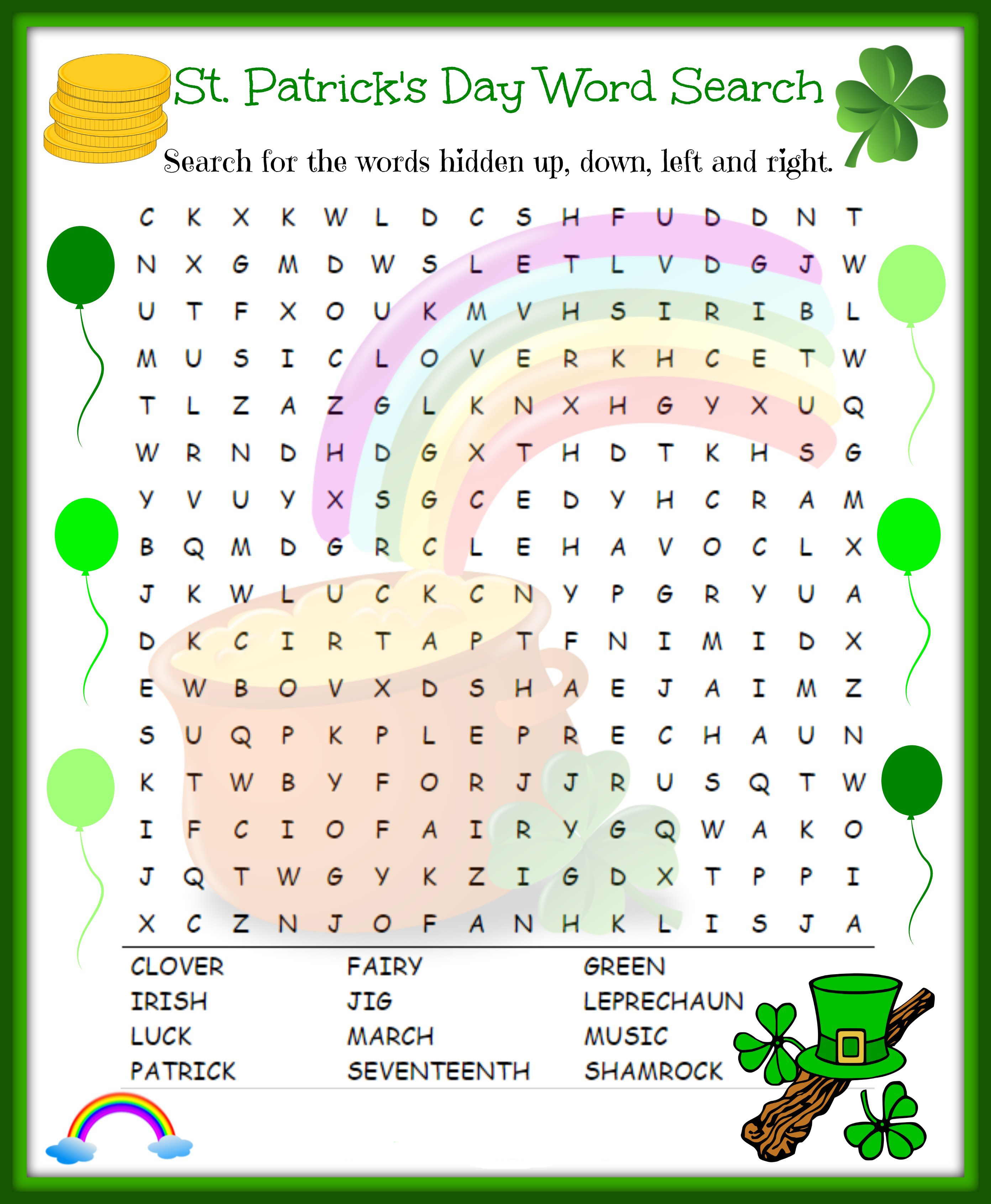 St patricks day word search