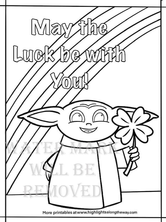 Baby yoda st patricks day coloring page instant download homeschool teaching curriculum teacher resource