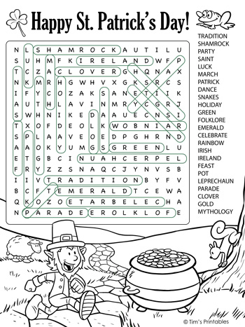 St patricks day word search â tims printables