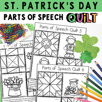 St patricks day parts of speech color by number coloring pages