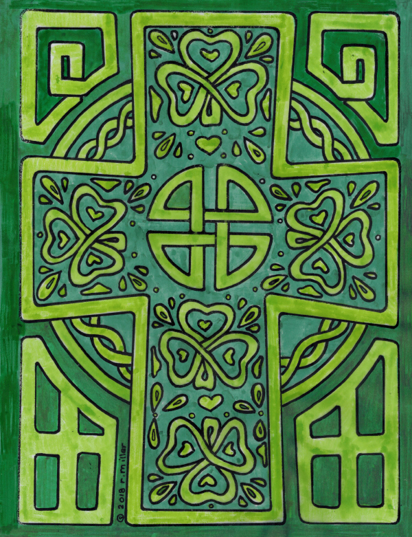 St patricks day a celtic cross to color â immaculate heart coloring pages