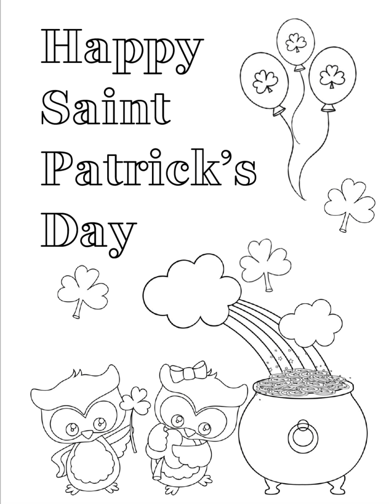 Free printable st patricks day coloring pages designs