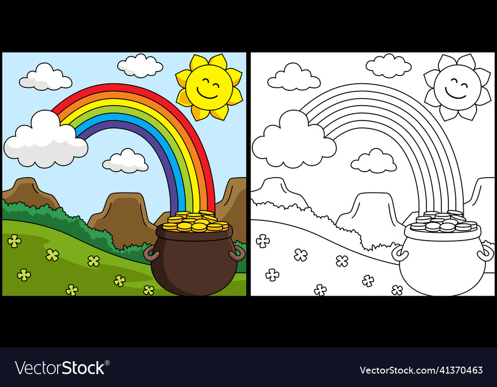 St patricks day rainbow coloring page royalty free vector