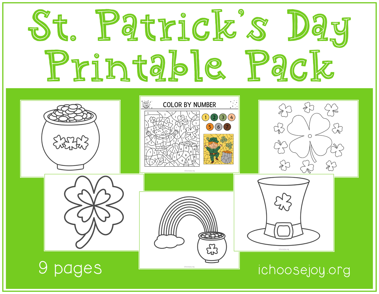 St patricks day printable activity pack coloring or salt painting templates