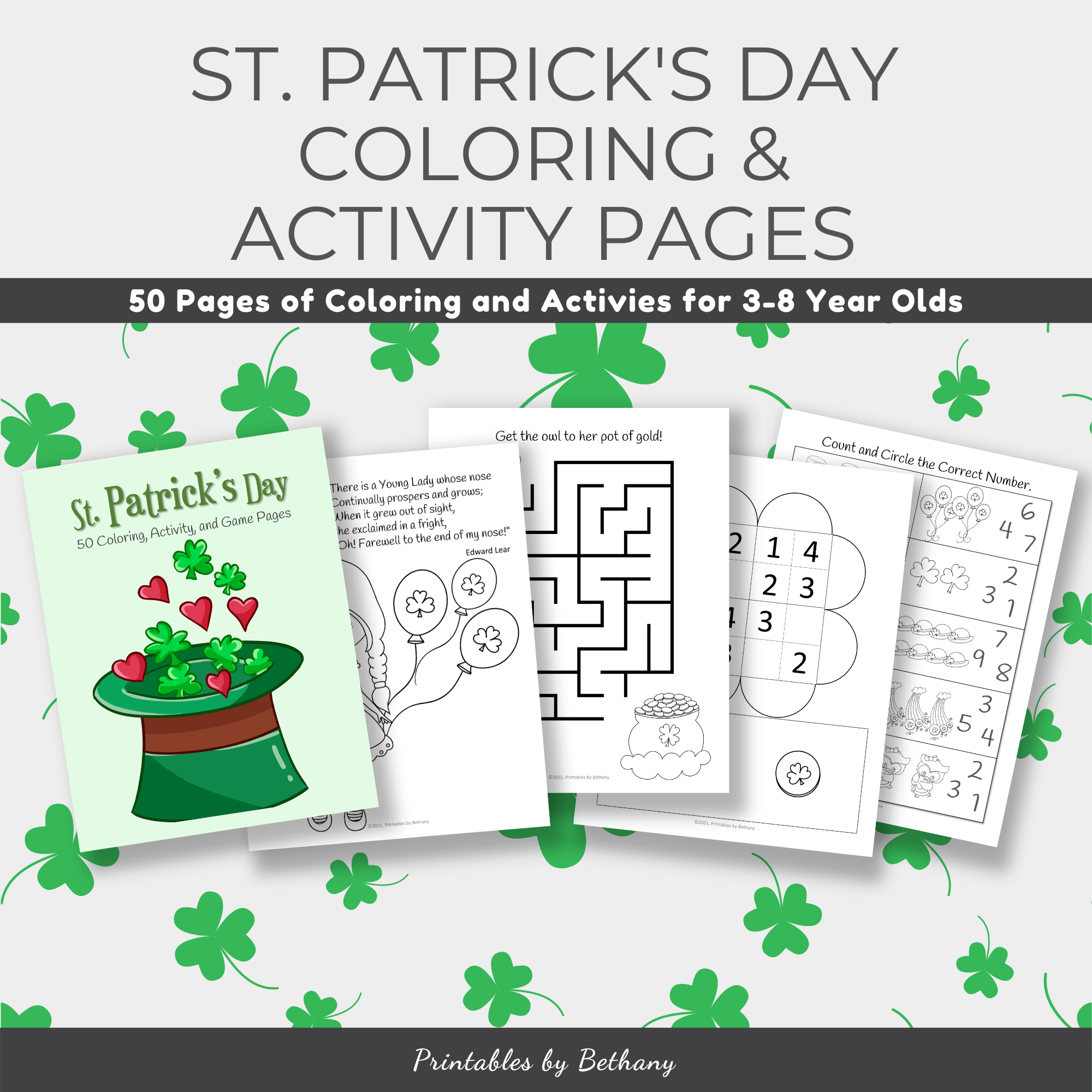 St patricks day coloring and activity pages made by teachers