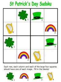 St patricks day sudoku puzzles