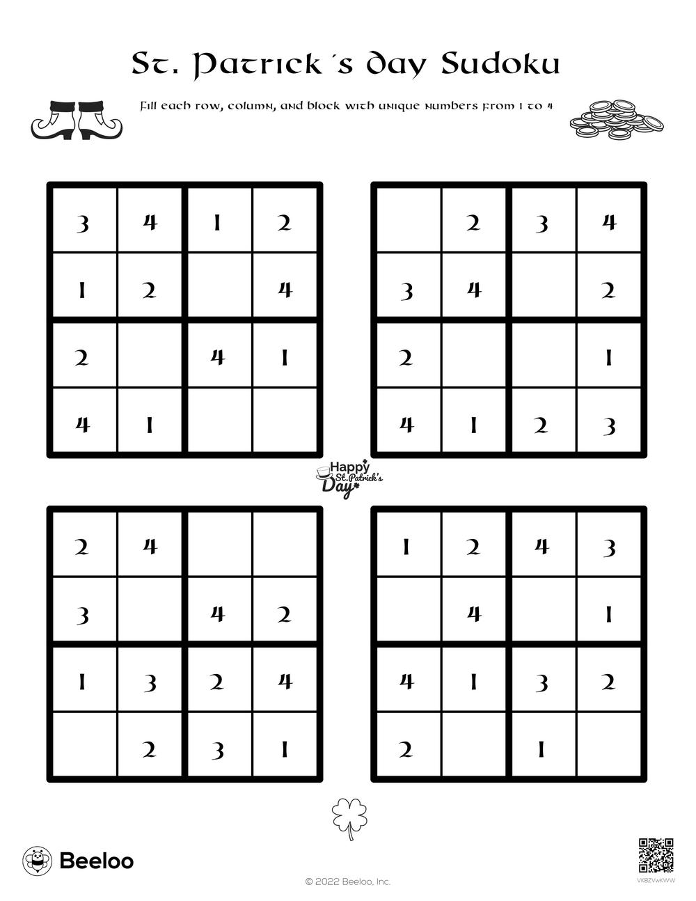 St patricks day sudoku â printable crafts and activities for kids