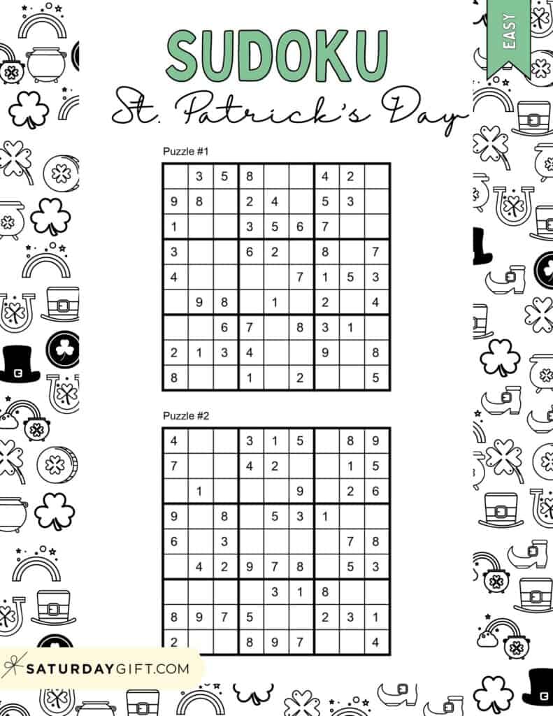 St patricks day sudoku puzzles