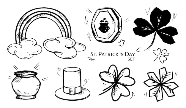 Premium vector hand drawn vector vintage elements set for st patricks day celebration