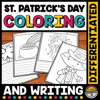 St patricks day coloring book picture writing prompt paper pages activity sheets