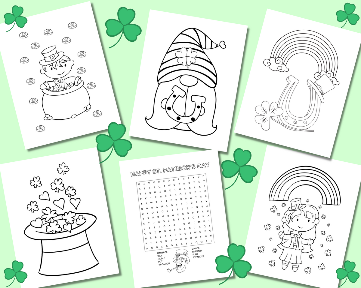 Printable st patricks day coloring pages and activities pages â cassie smallwood