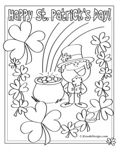 St patricks day lucky clover and leprechaun coloring page â printables for kids â free word search puzzles coloring pages and other activities