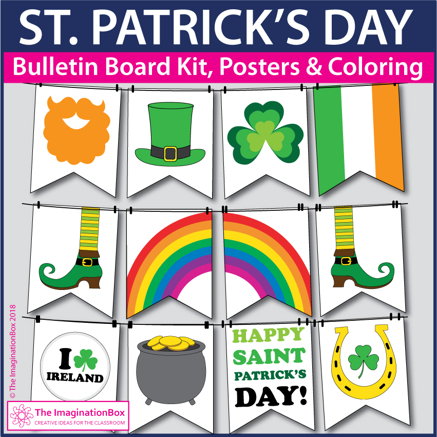 St patricks day art bundle with writing and classroom decor