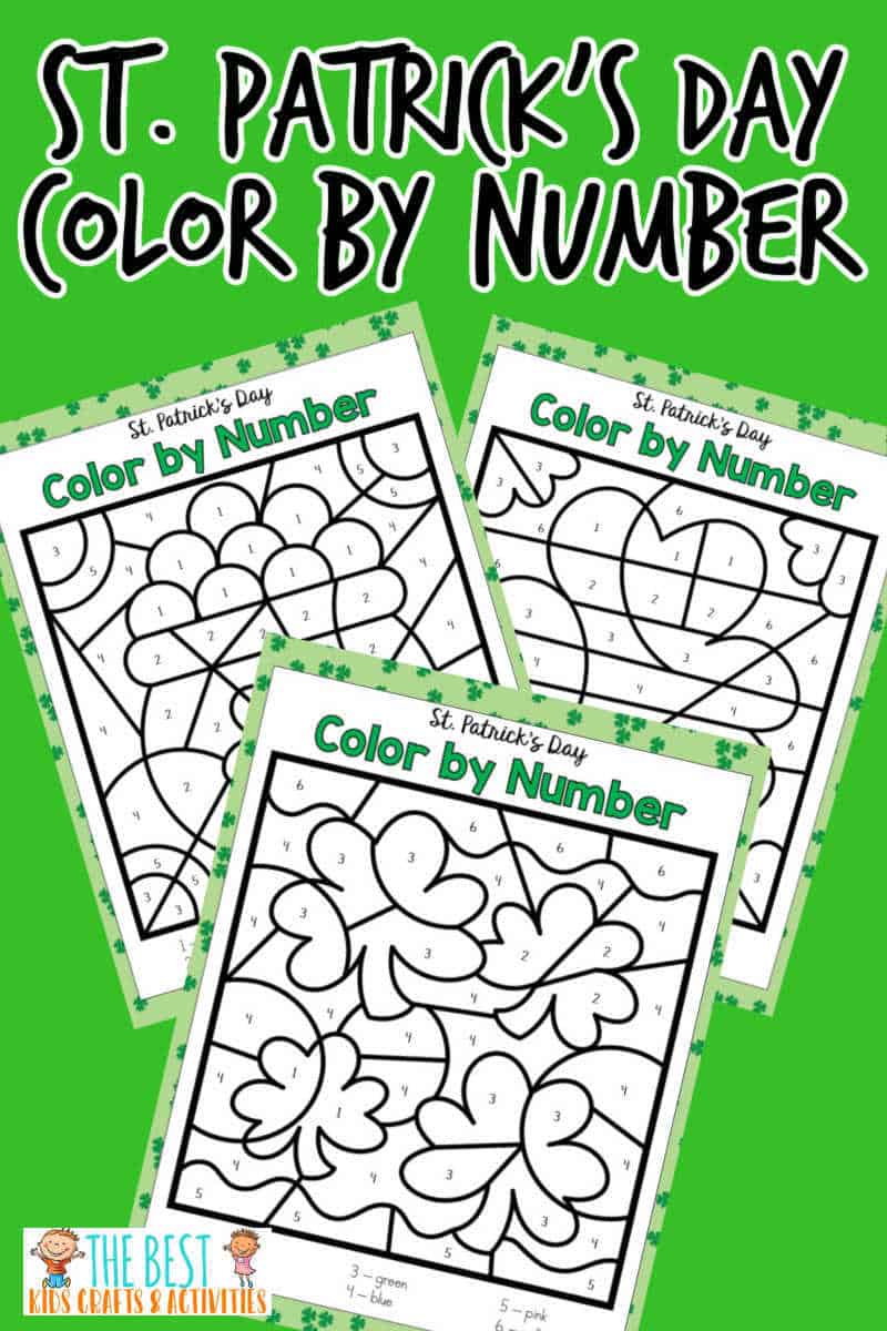 St patricks day color by number printable pack