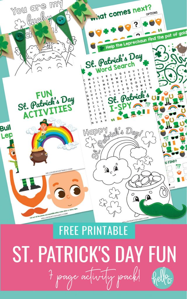 Free st patricks day printable activity pack for kids