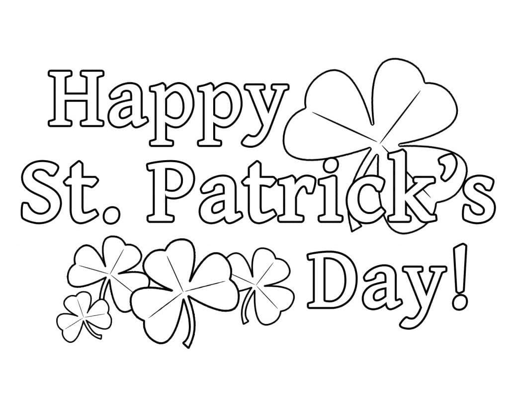 St patricks day with shamrocks coloring page