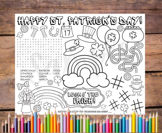 Instant download saint patricks day printable coloring page