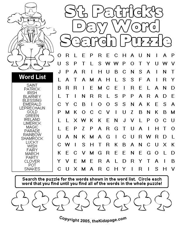 Get in the st patricks day spirit with free coloring pages and word search puzzles