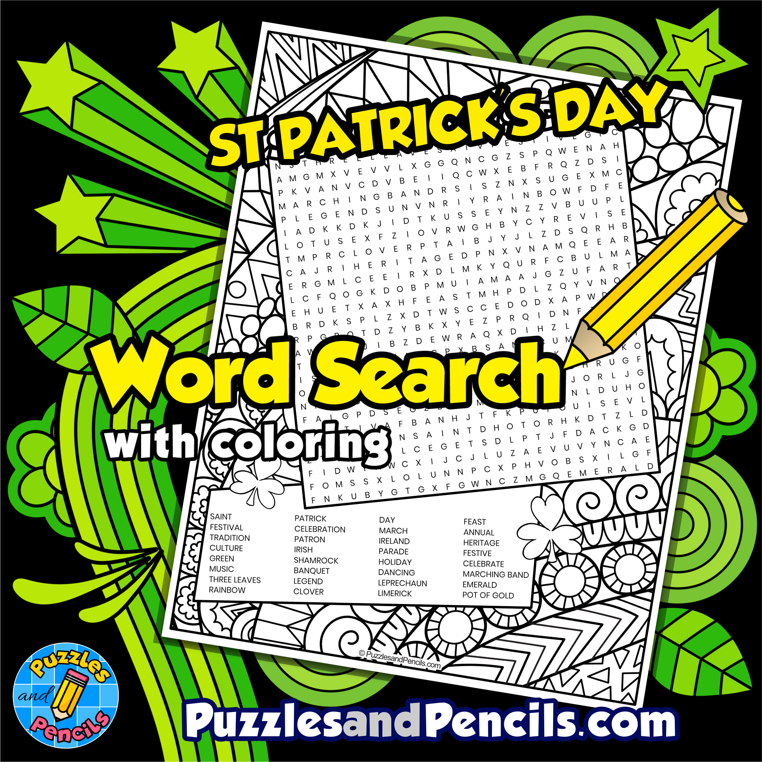 St patricks day word search puzzle holidays around the world wordsearch made by teachers