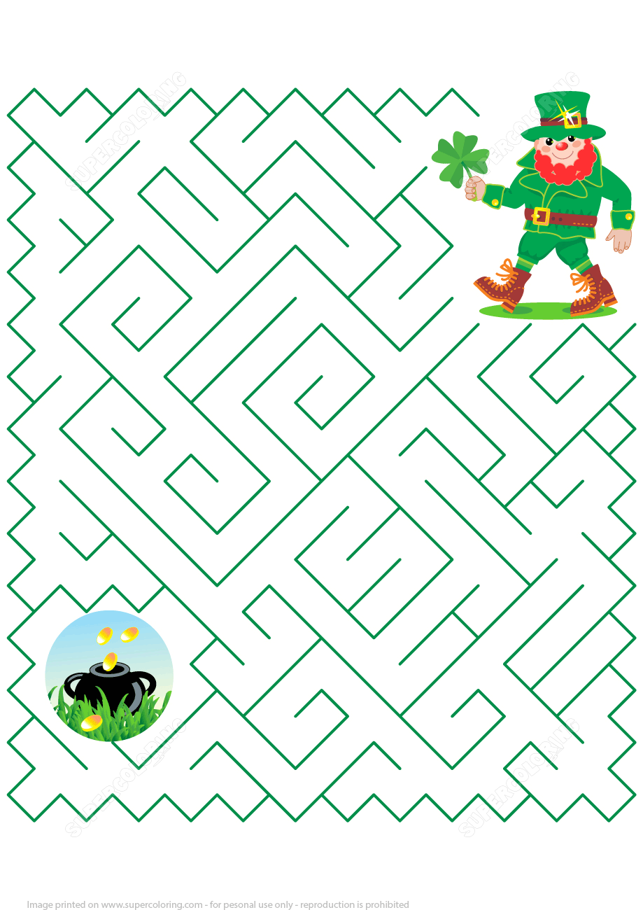 St patricks day maze puzzle free printable puzzle games