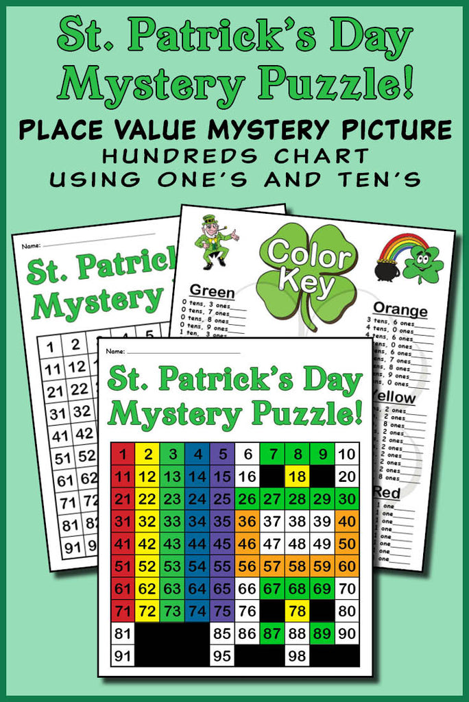 Printable st patricks day place value mystery picture â