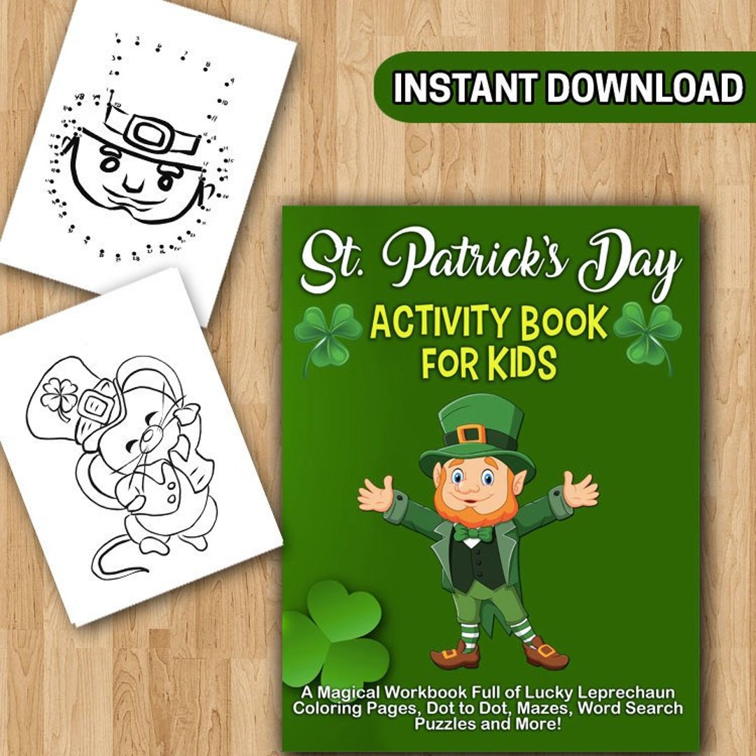 Best value st patricks day activity pages a magical workbook full of lucky leprechaun coloring pages dot to dot mazes word search puzzles