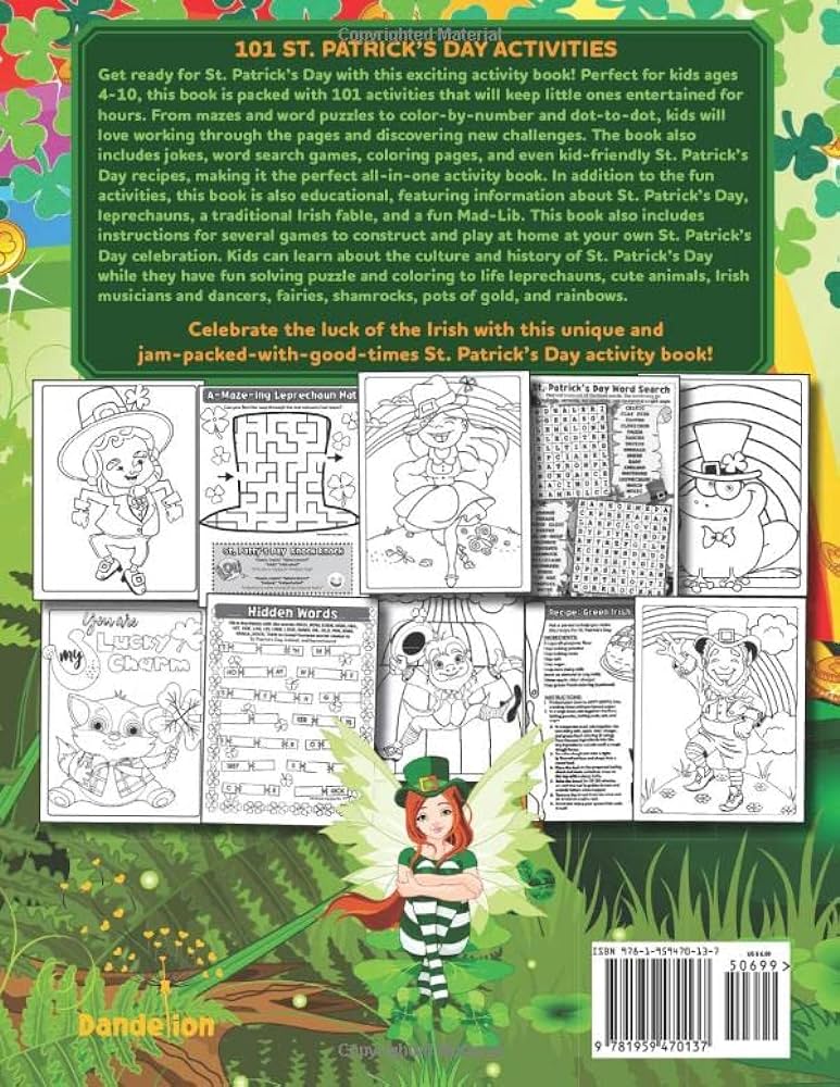 St patricks day activity book activities mazes word puzzles color