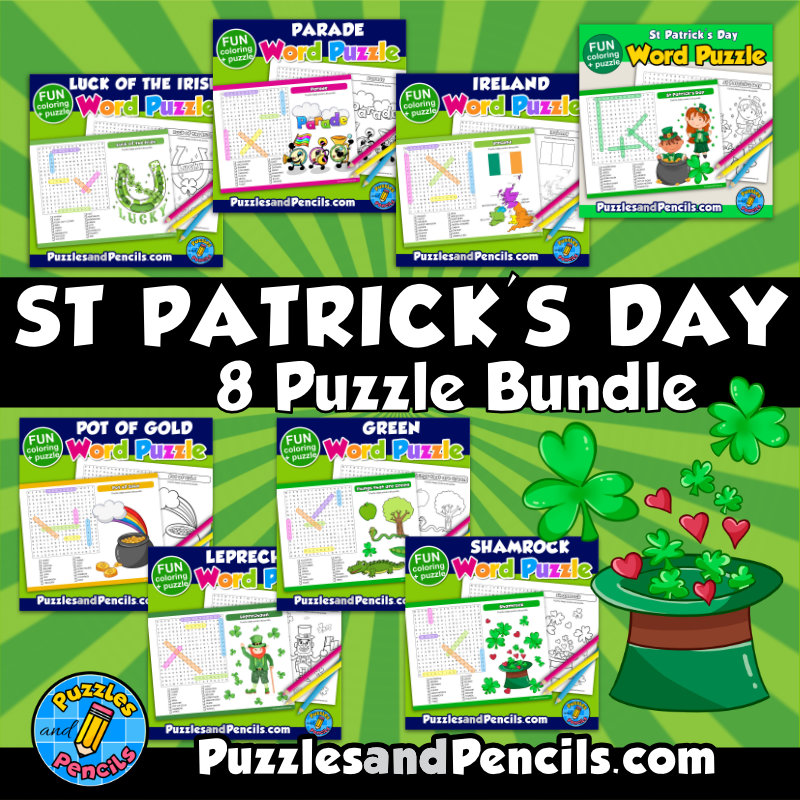 St patricks day word search puzzle activity bundle wordsearch puzzles made by teachers