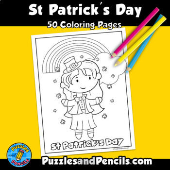 St patricks day activity word search puzzle and coloring pages bundle