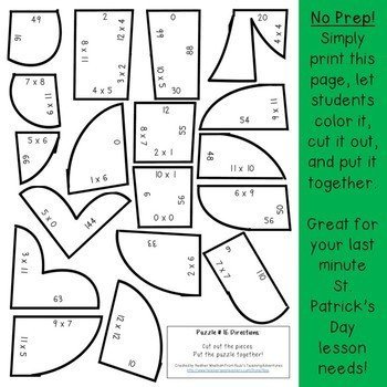 Multiplication st patricks day coloring page alternatives