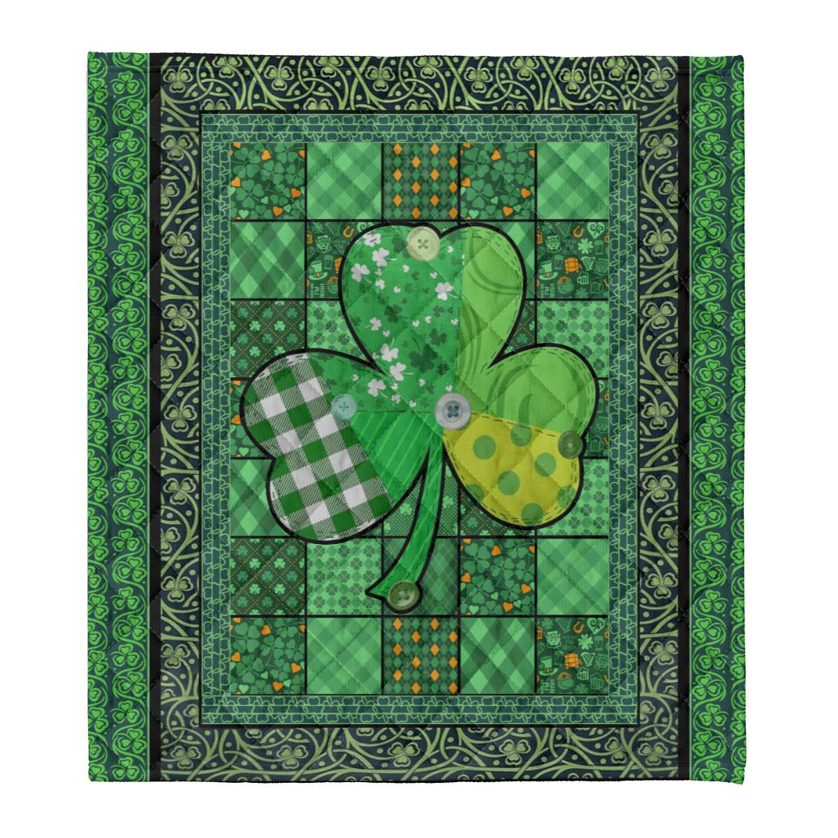 Shamrock irish quilt pattern blanket st patricks day gift