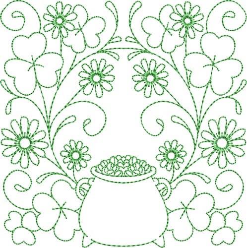 Circle of life st patrick quilt block embroidery design